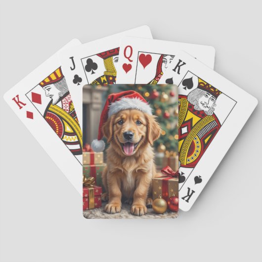 Golden Retriever Puppy's First Christmas Festive Pokerkaarten (Achterkant)