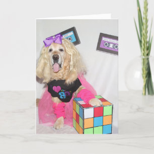 Golden Retriever Rad 80s Birthday Kaart