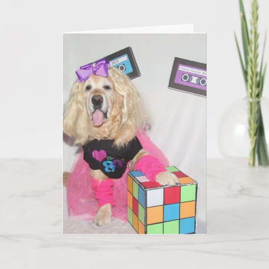 Golden Retriever Rad 80s Verjaardag Kaart (Voorkant)