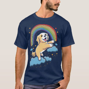 Golden Retriever Rainbow Cloud Leuke Dieren Kawaii T-shirt