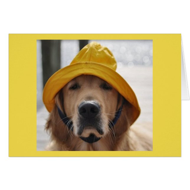 Golden Retriever Rainy Day Birthday Card (Voorkant Horizontaal)