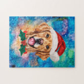Golden Retriever Ras Hond Kerstmis Legpuzzel (Horizontaal)