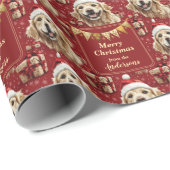 Golden Retriever Red Banner Kerstmis Cadeaupapier (Rol Hoek)
