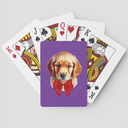 Golden Retriever Red Bow Pokerkaarten (Achterkant)
