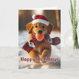 Golden Retriever Red Puppy Christmas Kaart