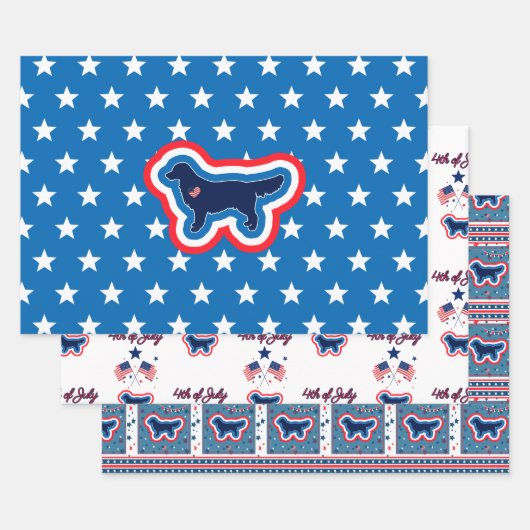 Golden Retriever Red White en Blue 4 juli Inpakpapier Vel (Set)