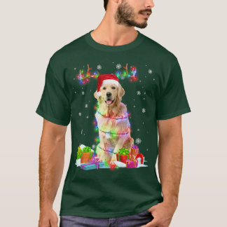 Golden Retriever Reindekerst Lights Funny D T-shirt