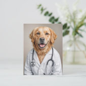 Golden Retriever Reminder from Veterinarian Office Briefkaart (Staand voorkant)