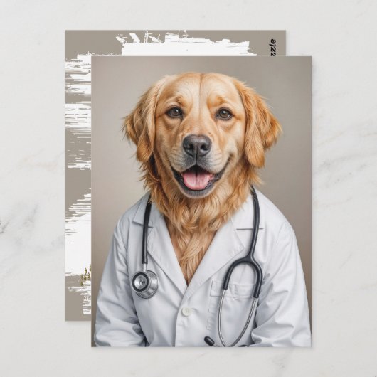 Golden Retriever Reminder from Veterinarian Office Briefkaart (Voorkant / Achterkant)