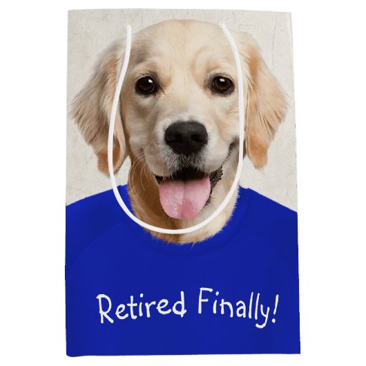 Golden Retriever Retirement Humor Medium Gift Bag Medium Cadeauzakje (Voorkant)