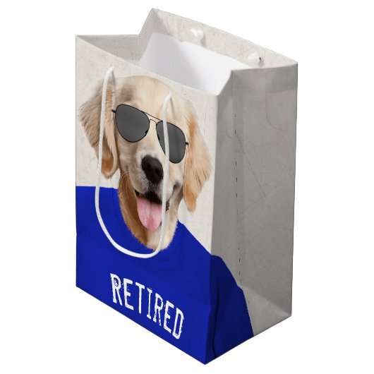 Golden Retriever Retirement Humor Medium Gift Bag Medium Cadeauzakje (Voorkant Gekanteld)