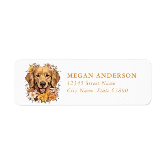 Golden Retriever Retouradreslabels Etiket (Voorkant)