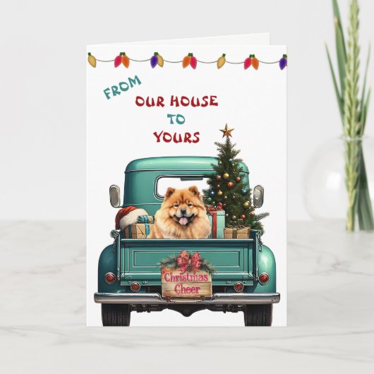 Golden Retriever Retro Boerderij Truck Kerst Kaart (Voorkant)