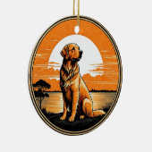 Golden Retriever Retro Sunset Dog Lover Keramisch Ornament (Rechts)