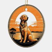 Golden Retriever Retro Sunset Dog Lover Keramisch Ornament (Links)
