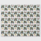 Golden Retriever Retro Truck Monogram Kerst Cadeaupapier (Vlak)