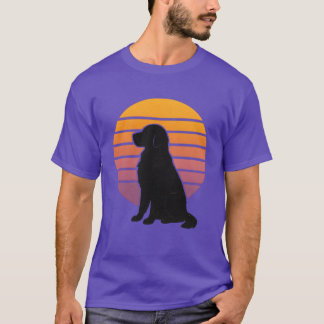 Golden Retriever Retro Zonsondergang Silhouet retr T-shirt