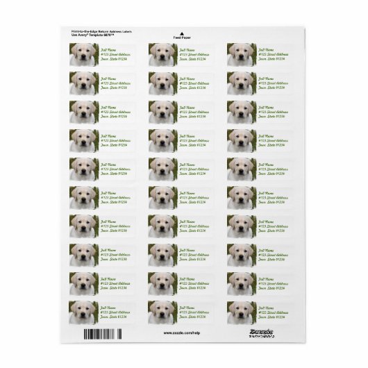 Golden Retriever Return Address Label (Full Sheet)