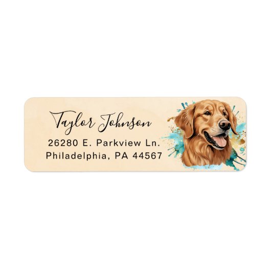Golden Retriever Return Address Label (Voorkant)