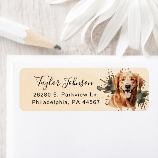 Golden Retriever Return Address Label (Insitu)