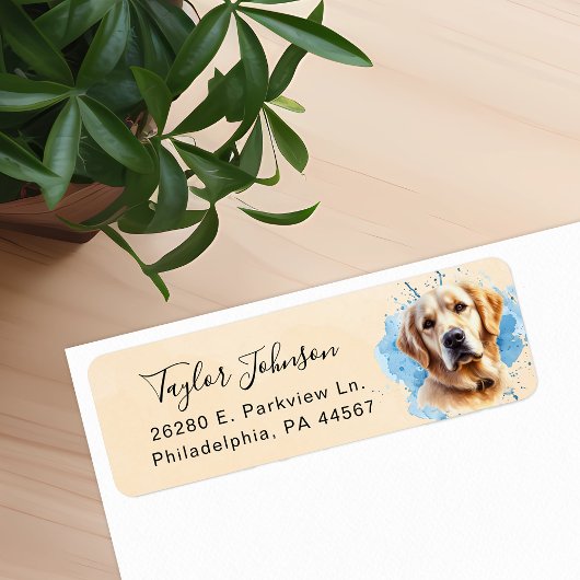 Golden Retriever Return Address Label