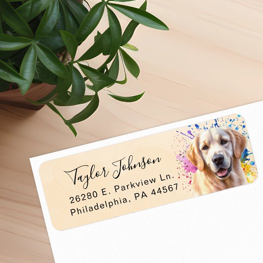 Golden Retriever Return Address Label