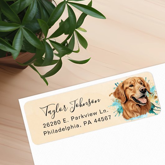Golden Retriever Return Address Label