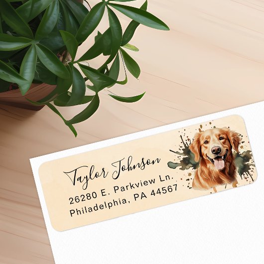 Golden Retriever Return Address Label