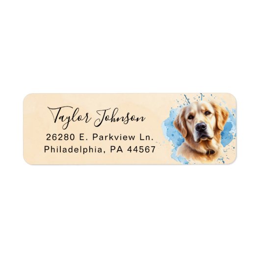 Golden Retriever Return Address Label (Voorkant)