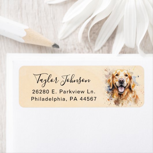 Golden Retriever Return Address Label (Insitu)