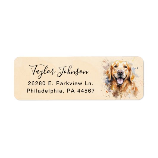 Golden Retriever Return Address Label (Voorkant)