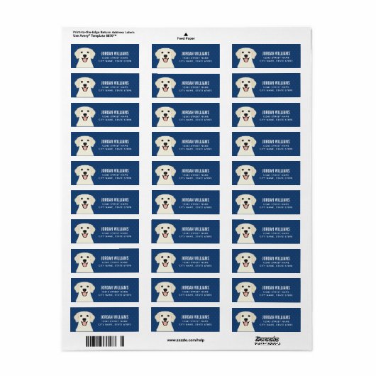Golden Retriever Return Address Labels (Full Sheet)