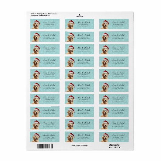 Golden Retriever Return Address Labels (Full Sheet)