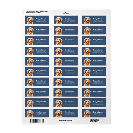 Golden Retriever Return Address Labels (Full Sheet)