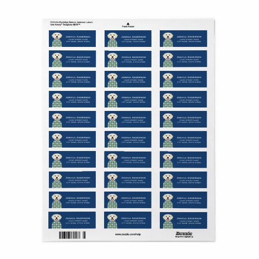 Golden Retriever Return Address Labels (Full Sheet)