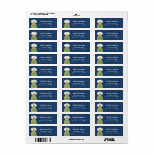 Golden Retriever Return Address Labels (Full Sheet)
