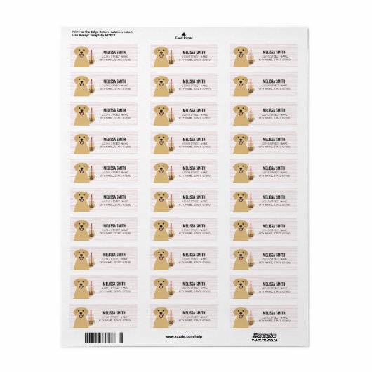 Golden Retriever Return Address Labels (Full Sheet)