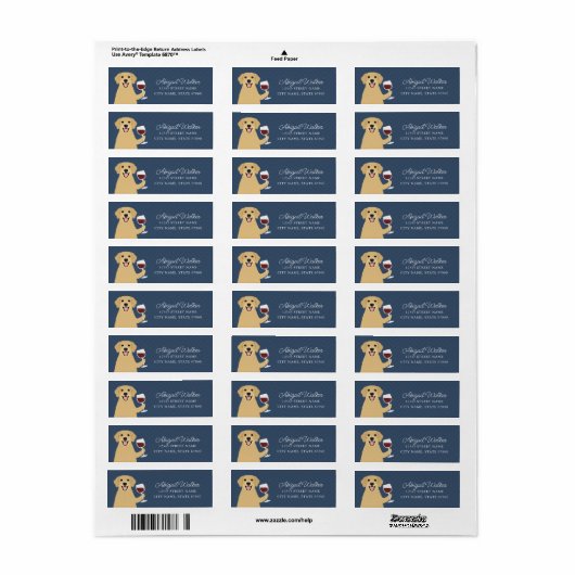 Golden Retriever Return Address Labels (Full Sheet)