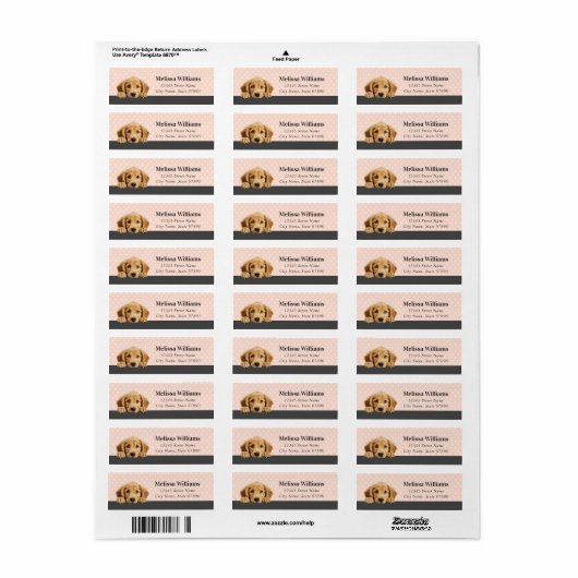 Golden Retriever Return Address Labels (Full Sheet)