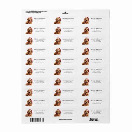 Golden Retriever Return Address Labels (Full Sheet)
