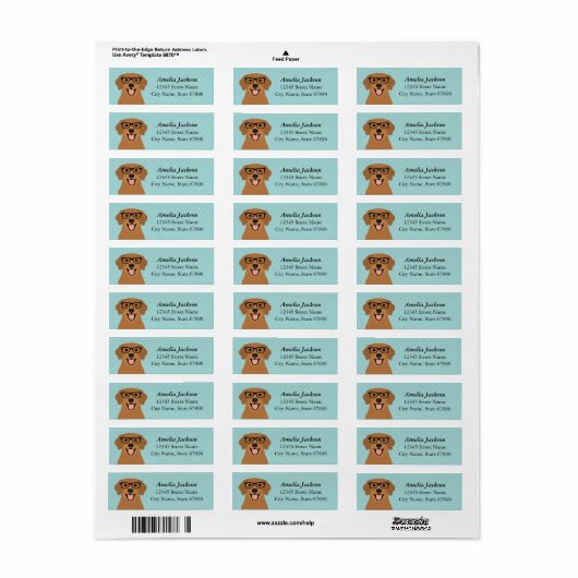 Golden Retriever Return Address Labels (Full Sheet)
