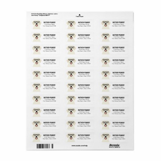 Golden Retriever Return Address Labels (Full Sheet)