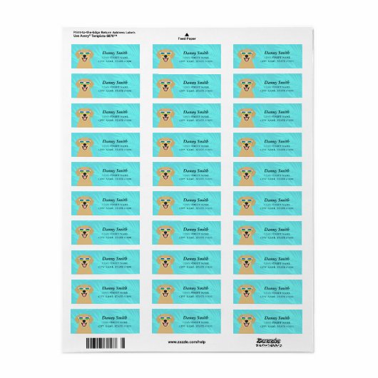 Golden Retriever Return Address Labels (Full Sheet)