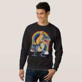 Golden Retriever Riding Dinosaur Rex Boys Rainbow Trui (Voorkant volledig)