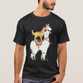 Golden Retriever Riding Llama Lights T-shirt (Voorkant)