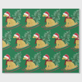 Golden Retriever Riding Xmas Tree Sled Green Cadeaupapier (Vlak)