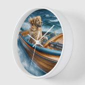 Golden Retriever Rijden met een  houten boot (Hoek)