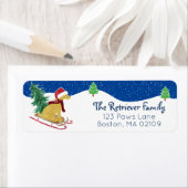 Golden Retriever Rijden Xmas Tree Sled Return Etiket (Insitu)