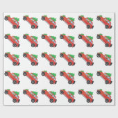 Golden Retriever Rijdende auto met kerstboom Cadeaupapier (Vlak)