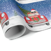 Golden Retriever rijdt met sneeuwkerst Cadeaupapier (Rol Hoek)